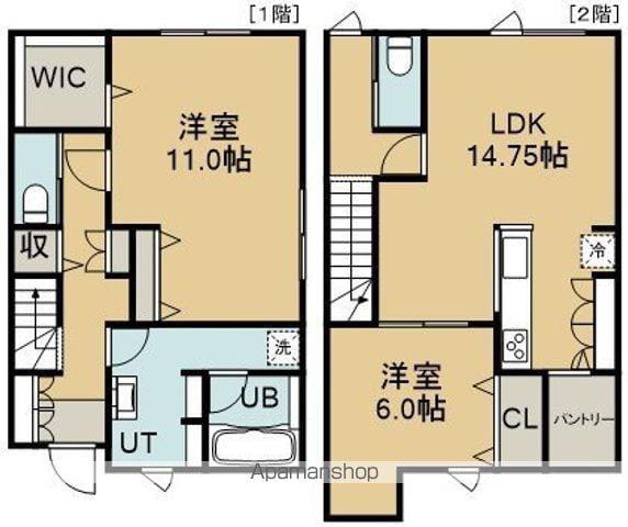 WISE COURT(2LDK/1階)の間取り写真
