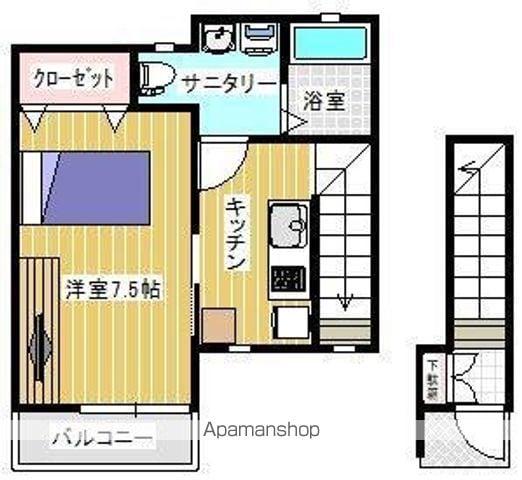 レセナB棟(1K/2階)の間取り写真