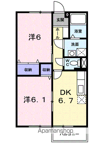 スカイハイツ川井(2DK/2階)の間取り写真