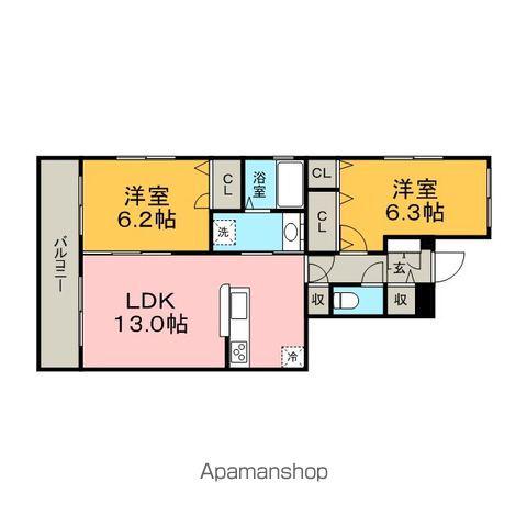 ルベルム Ⅰ(2LDK/2階)の間取り写真