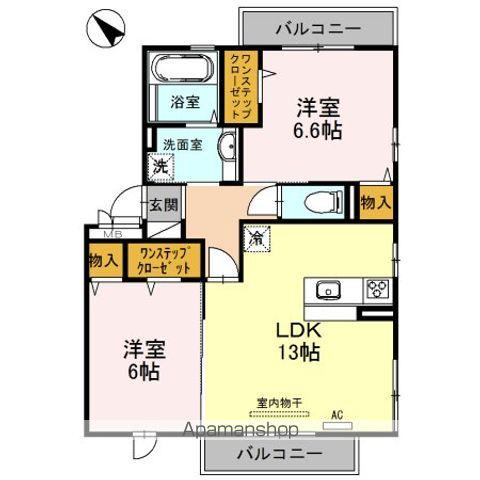 アオーラ ヌエボ II(2LDK/3階)の間取り写真