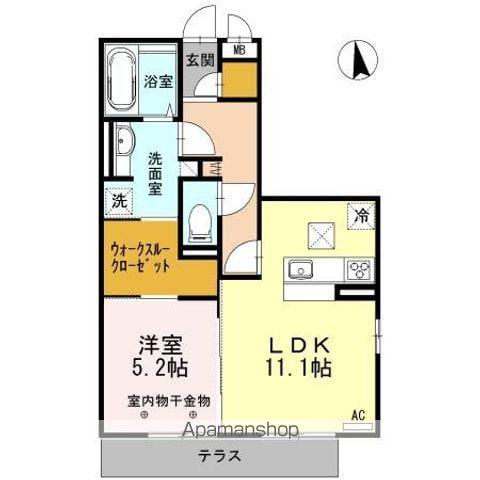 ラ・メゾンブリエ(1LDK/1階)の間取り写真