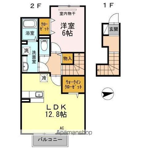 クオーレ・アロッジオ 勅使(1LDK/2階)の間取り写真