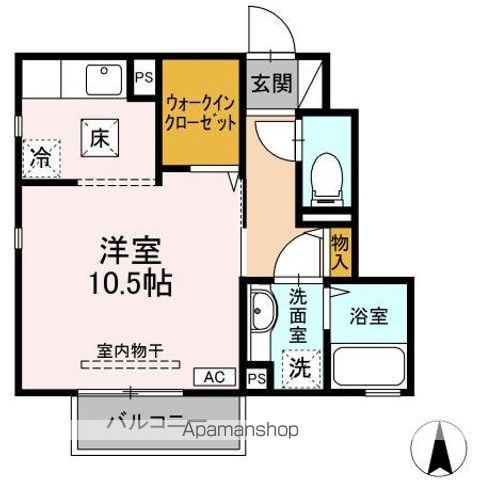 ナスガ B(ワンルーム/1階)の間取り写真