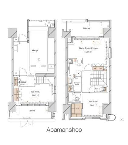 ブランシエスタ新丸子リバーフロント(2LDK/1階)の間取り写真