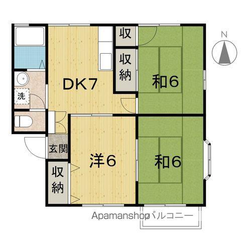 アートインⅠ・A棟(3DK/2階)の間取り写真