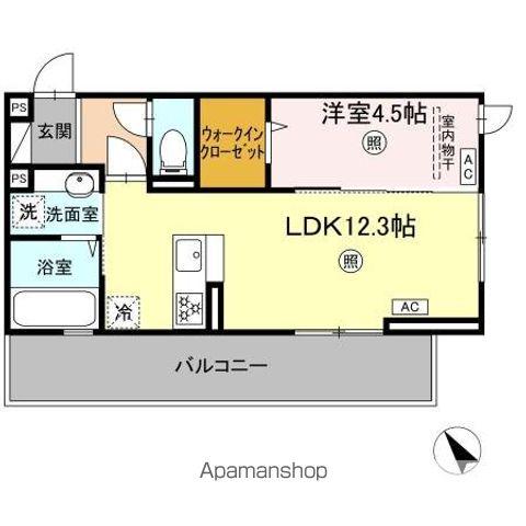インフィニティ新八代(1LDK/2階)の間取り写真