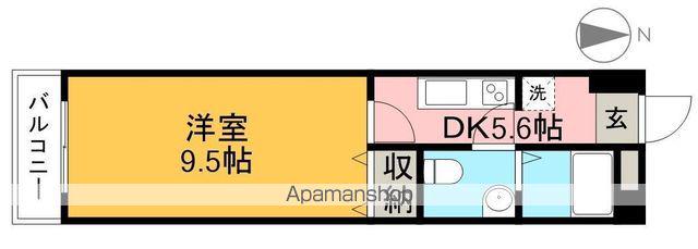 Kハイツ(1DK/4階)の間取り写真
