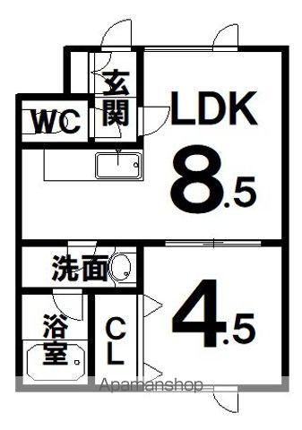 メゾンシエルブウル(1DK/2階)の間取り写真
