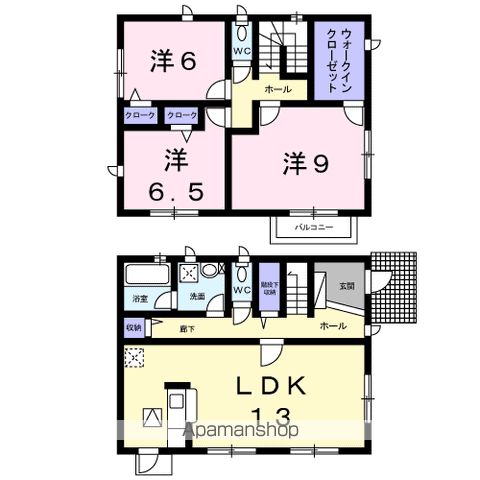 仙台市地下鉄南北線 泉中央駅 バス乗車時間：20分 鷹ノ杜バス停で下車 徒歩13分 2階建 築22年(3LDK)の間取り写真
