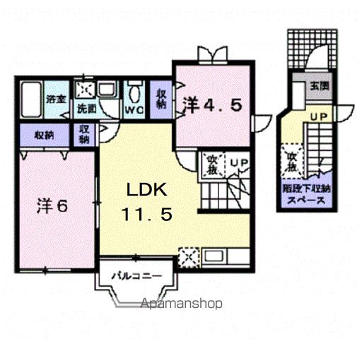 レジオン・ドヌール3(2LDK/2階)の間取り写真
