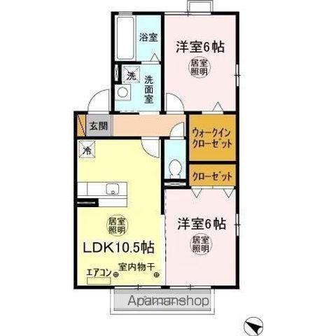 フィオーリ(2LDK/2階)の間取り写真