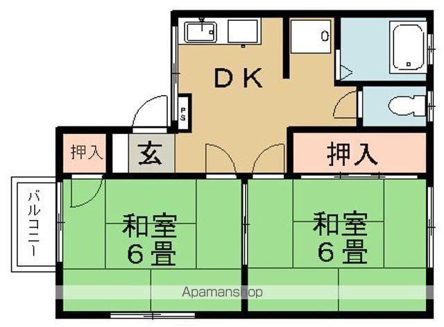 第二コーポ田中(2DK/1階)の間取り写真