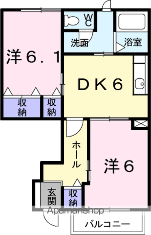 サンシャイン レジデンス(2DK/1階)の間取り写真