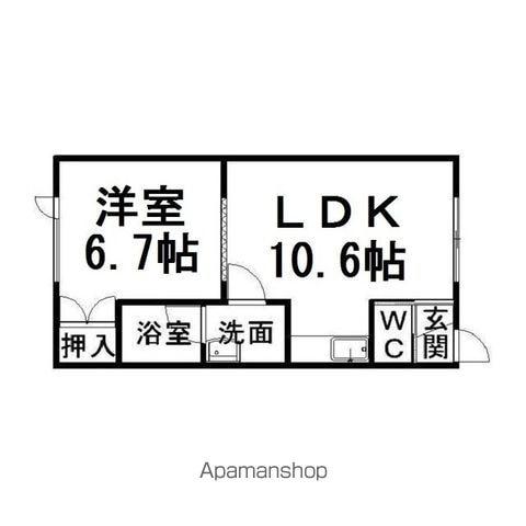 KANAN北進(1LDK/1階)の間取り写真