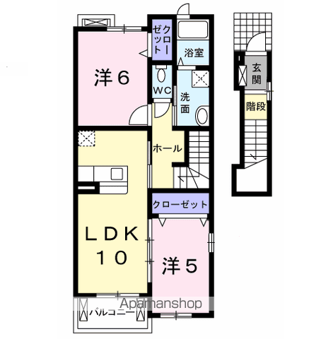 サウス クレストⅡ(2LDK/2階)の間取り写真