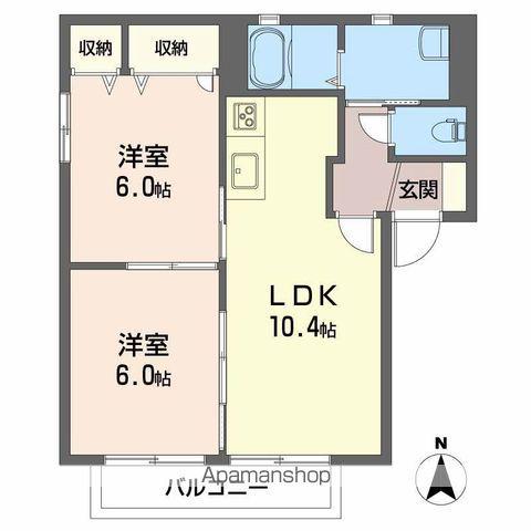 バリュージュSAYA E棟(2LDK/2階)の間取り写真