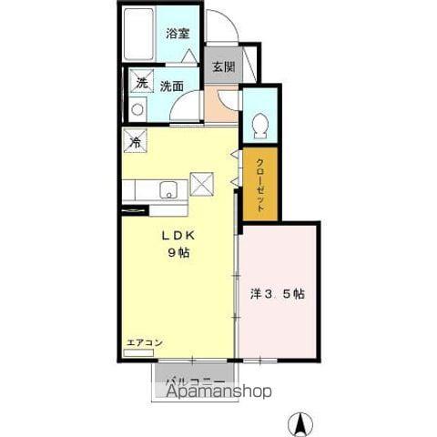 カルムコンジェⅡ(1LDK/1階)の間取り写真