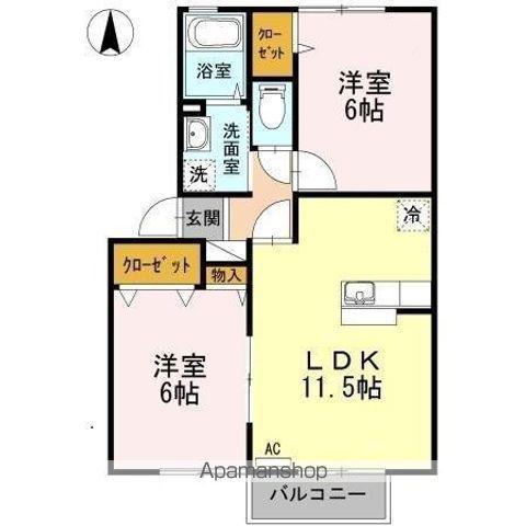 コンフォールⅠ号館(2LDK/2階)の間取り写真