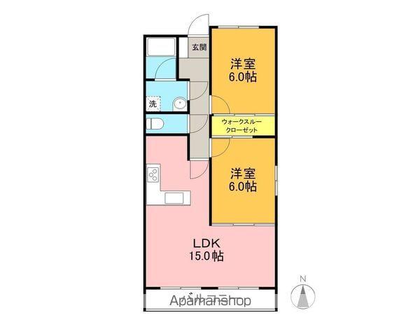 レジデンスヨシヤマ(2LDK/3階)の間取り写真