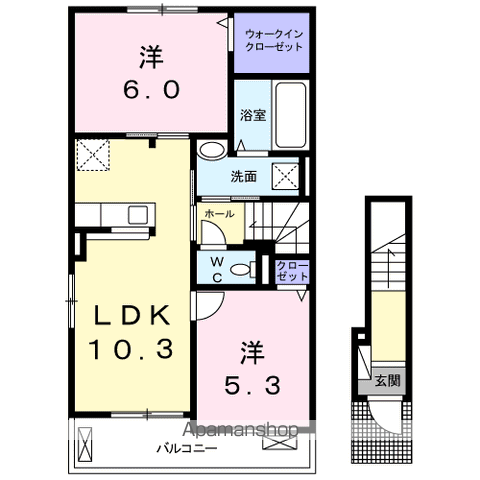 イリーデⅡ(2LDK/2階)の間取り写真