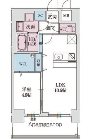 スプランディッド新大阪8(1LDK/5階)の間取り写真