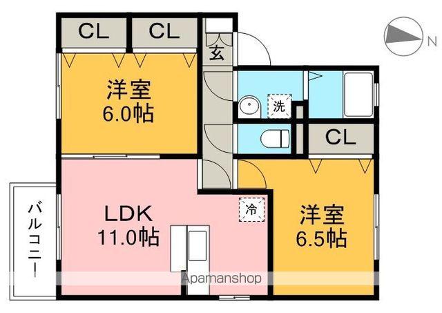 ジュパールⅢ(2LDK/1階)の間取り写真