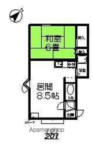 オレンジハウス(1DK/2階)の間取り写真