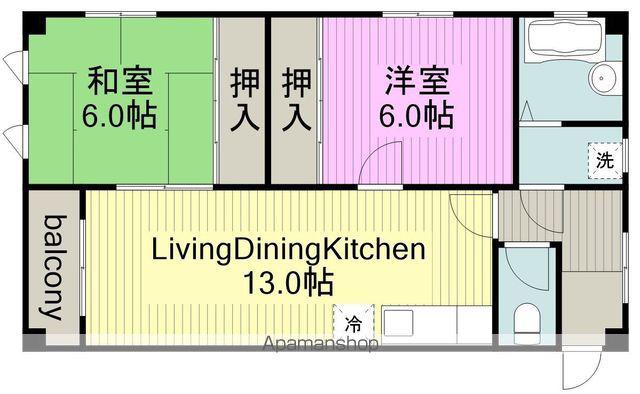 ヘルメス成瀬(2LDK/3階)の間取り写真