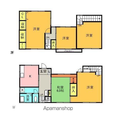 徳島線 鮎喰駅 徒歩27分 2階建 築54年(5K)の間取り写真