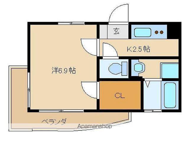 フレア・アサイ(1K/1階)の間取り写真
