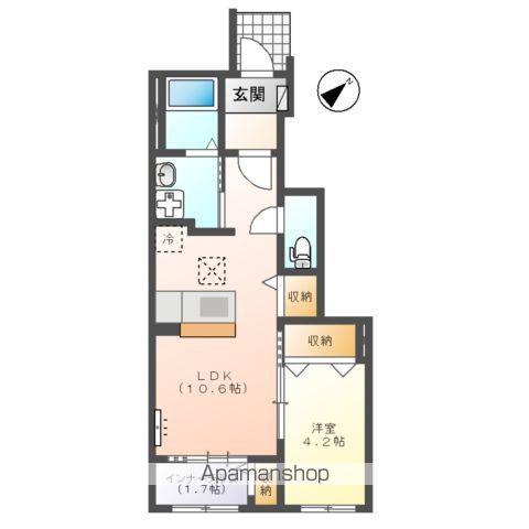 パーク・ヒルズⅡ(1LDK/1階)の間取り写真