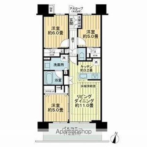 デュオヒルズ長野権堂(3LDK/2階)の間取り写真