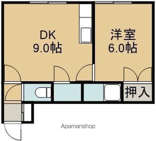 サンクスロード(1DK/2階)の間取り写真