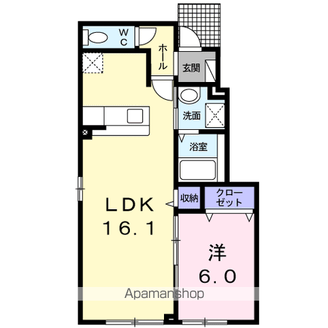 エリクラール(1LDK/1階)の間取り写真