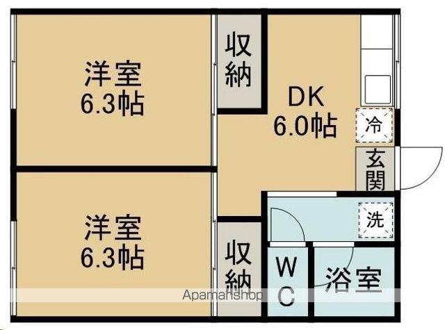 クレール旭ヶ丘(2DK/1階)の間取り写真