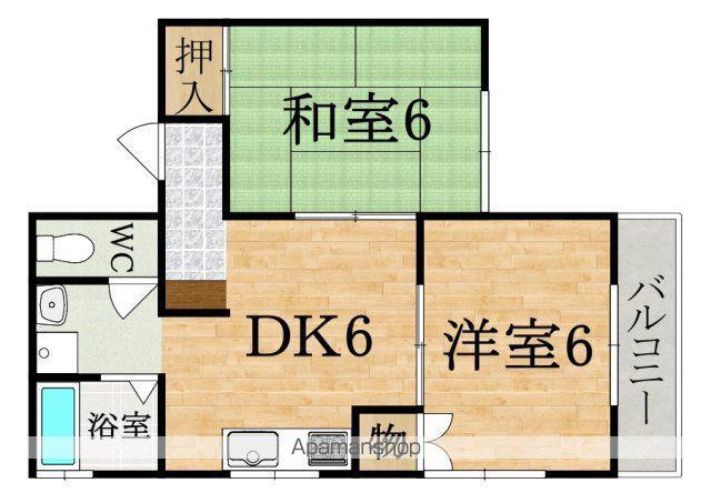 ベルジュ松美台(1LDK/2階)の間取り写真