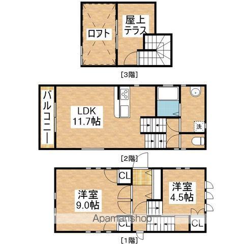 名古屋市東山線 本山駅(愛知) 徒歩11分 2階建 築13年(2LDK)の間取り写真