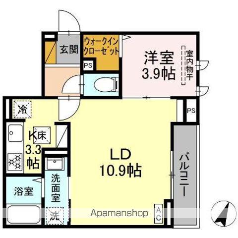 D-カヴェリ本千葉(1LDK/1階)の間取り写真