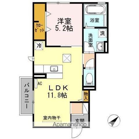 D-ROOM CLOVER(1LDK/1階)の間取り写真