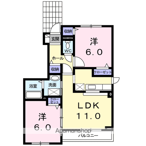 HORIZON北広島 Ⅱ(2LDK/1階)の間取り写真