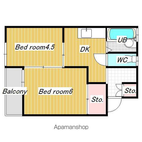 リアルジョイ袖ヶ浦壱番館(2DK/2階)の間取り写真