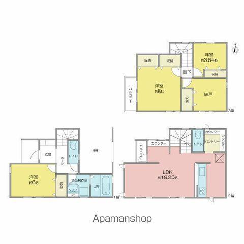 名鉄瀬戸線 尼ケ坂駅 徒歩8分 3階建 築5年(3SLDK)の間取り写真