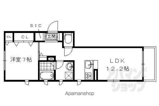 プランドール深草(1LDK/1階)の間取り写真