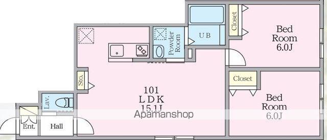 ミハス中野Ⅱ(2LDK/1階)の間取り写真