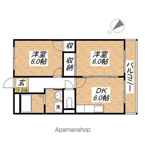 ロザージュⅡ(2DK/1階)の間取り写真