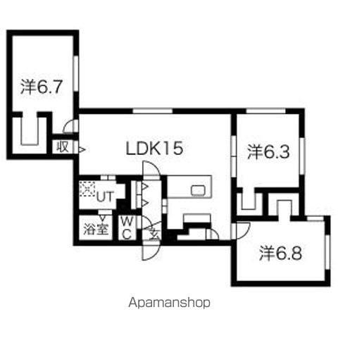 レブニーズ ザ・レジデンス 宮の森(3LDK/3階)の間取り写真