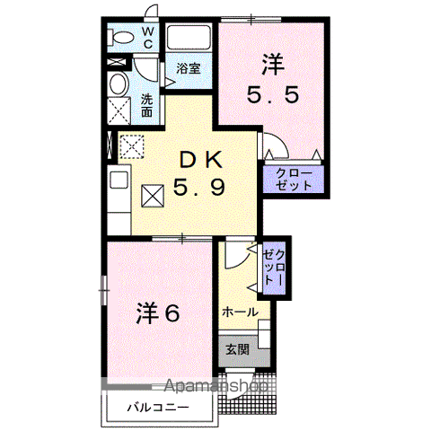 MSコートⅠ(2K/1階)の間取り写真