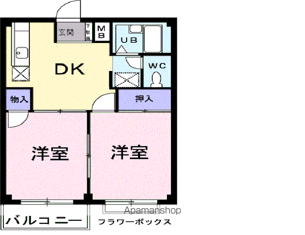 エルディムサフィニア(2DK/2階)の間取り写真