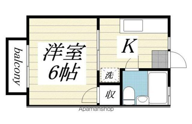 フローラル花水木(1K/1階)の間取り写真